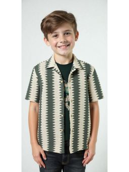 CAVIO - Boys Green Half Sleeves Self Design Casual Shirt & T-shirt