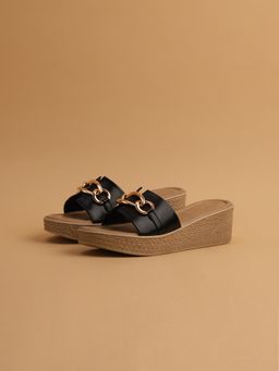 ERIDANI - Embellished Black Ciara Wedges