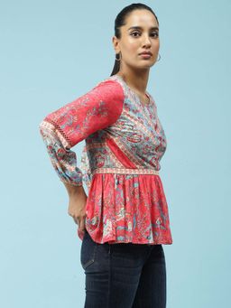 Label Ritu Kumar - Pink Floral Printed Top