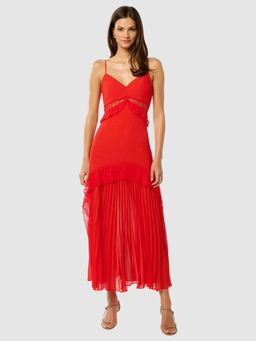 Forever New - Lara Pleated Ruffle Red Maxi Dress