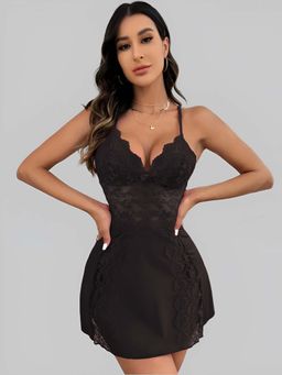 BROIDEN - Women Shoulder Straps Baby Doll Black