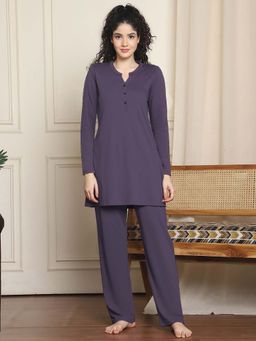 Indreams - Full Sleeves Long Nightsuit Purple