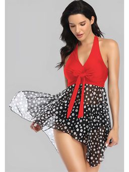 BROIDEN - Women Polka Print Baby Doll Red
