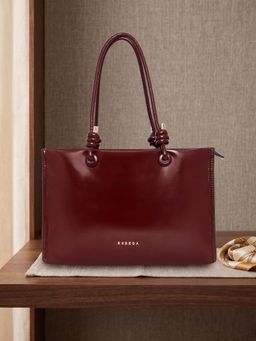 ESBEDA - Women Maroon Knot Handle Structured Handbag (M)