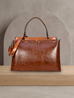 ESBEDA - Women Tan Handbag with Detachable Strap (M)