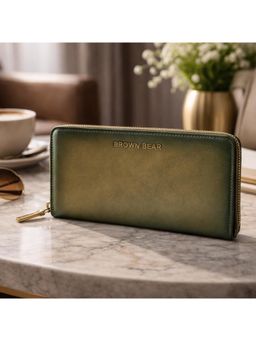 Brown Bear - Women Olive Manhattan Leather Wallet