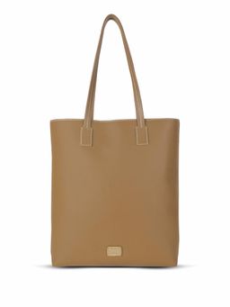 HIE - Women Beige Soha Coffee Brown Tote Bag (M)