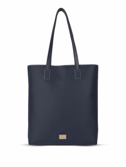 HIE - Women Navy Blue Soha Coffee Brown Tote Bag (M)