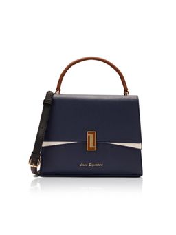 Lavie Signature - Women Winston Navy Blue Satchel Bag with Detachable Strap (M)