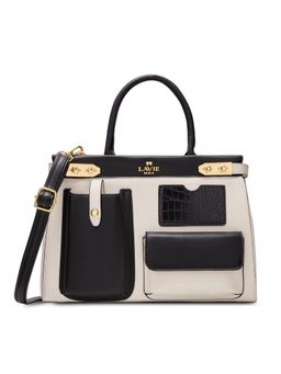 Lavie Paris - Women Off White-Black Handbag with Detachable Strap (L)