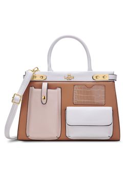 Lavie Paris - Women Tan-White Handbag with Detachable Strap (L)