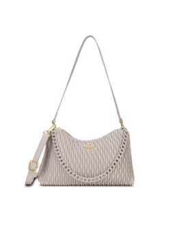 Lavie Paris - Women Off White Pli Elite Shoulder Bag with Detachable Strap (M)