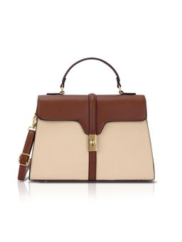 Lavie Signature - Women Tan-Beige Satchel Bag with Detachable Strap (M)