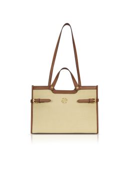 Lavie Signature - Women Cream-Tan Dual Carry Tote Bag (L)