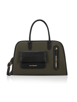 Lavie Signature - Women Olive Satchel Bag with Detachable Strap (M)