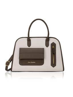 Lavie Signature - Women Off White Satchel Bag with Detachable Strap (M)