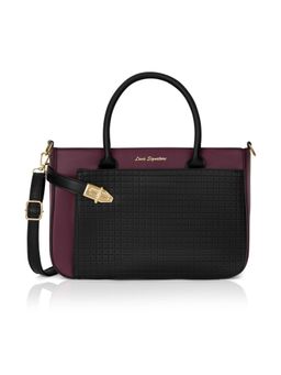 Lavie Signature - Women Wine-Black Astoria Satchel Bag with Detachable Strap (M)