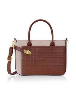 Lavie Signature - Women Beige-Brown Astoria Satchel Bag with Detachable Strap (M)