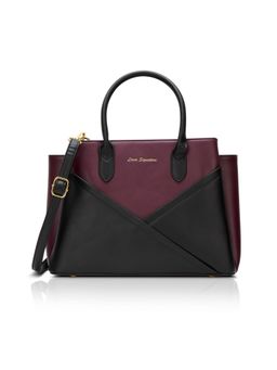 Lavie Signature - Women Wine-Black Emery Satchel Bag with Detachable Strap (M)