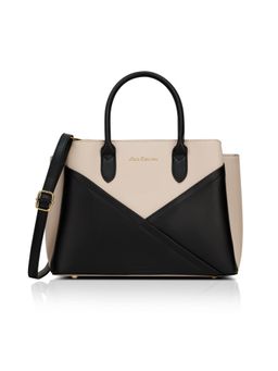 Lavie Signature - Women Black-Off White Emery Satchel Bag with Detachable Strap (M)