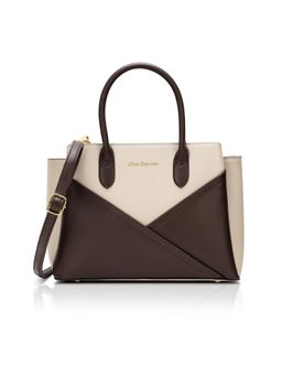 Lavie Signature - Women Brown-Off White Emery Satchel Bag with Detachable Strap (M)
