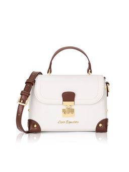 Lavie Signature - Women Off White-Tan Satchel Bag with Detachable Strap (Xs)