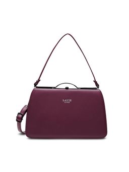 Lavie Luxe - Women Wine Frame Satchel Bag with Detachable Strap (M)