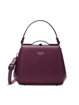Lavie Luxe - Women Wine Frame Satchel Bag with Detachable Strap (S)