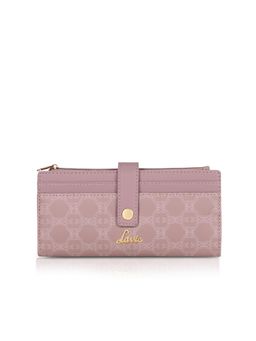 Lavie - Women Pink Monogram Printed Safiya Bi-Fold Zip Wallet (M)