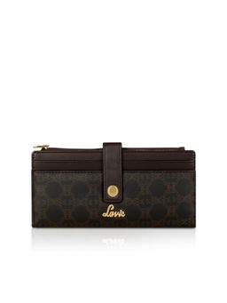 Lavie - Women Dark Brown Monogram Printed Safiya Bi-Fold Zip Wallet (M)
