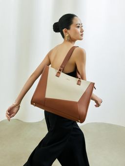 Everpret - Women Tan-Beige Gokyo Vegan Leather Office Tote Bag