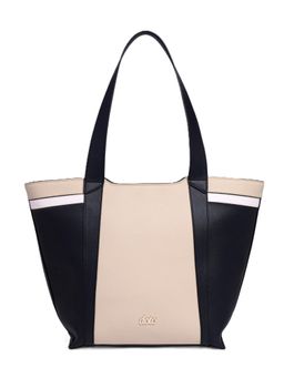 Everpret - Women Beige-Black Iki Faux Leather Tote Bag with Pouch