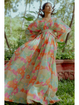 Paulmi & Harsh - Sorrel Women's Polyester Crepe Multi-Color Full Sleeves Dress with Belt