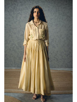 Paulmi & Harsh - Elina Women's Silk Ivory Full Sleeves Dress