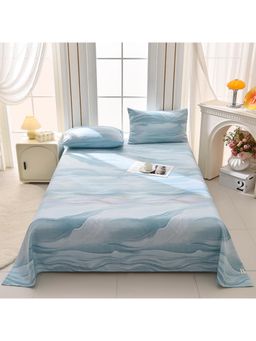 JC Home - Blue Polycotton Bedsheet with 2 Pillow Covers