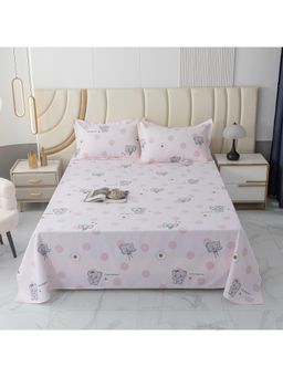JC Home - Single Pink Cotton Bedsheet with 2 Pillow Covers
