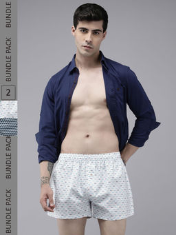 The Bear House - Men Multi-Color Cotton Printed Boxers (Pack of 2)