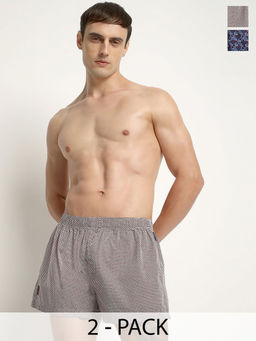 The Bear House - Men Multi-Color Cotton Printed Boxers (Pack of 2)