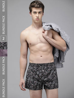 The Bear House - Men Multi-Color Cotton Paisley Boxers (Pack of 2)