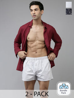 The Bear House - Men Multi-Color Cotton Printed Boxers (Pack of 2)