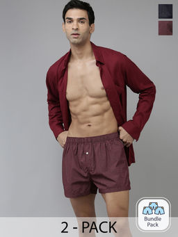 The Bear House - Men Multi-Color Cotton Printed Boxers (Pack of 2)