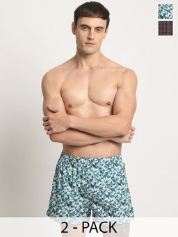 The Bear House - Men Multi-Color Cotton Printed Boxers (Pack of 2)