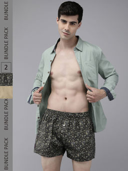 The Bear House - Men Multi-Color Cotton Paisley Boxers (Pack of 2)