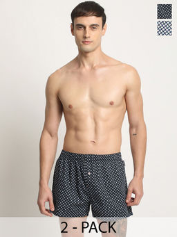 The Bear House - Men Multi-Color Cotton Printed Boxers (Pack of 2)