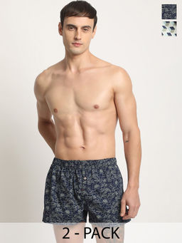 The Bear House - Men Multi-Color Cotton Floral Boxers (Pack of 2)