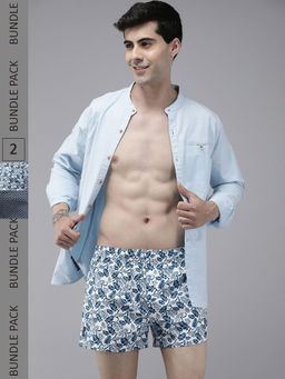 The Bear House - Men Multi-Color Cotton Floral Boxers (Pack of 2)