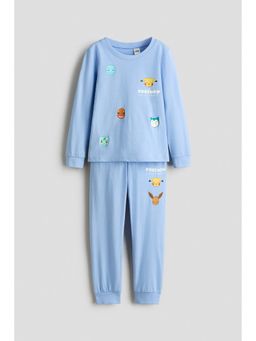 H&M - Boys Blue Printed Cotton Joggers And T-Shirt