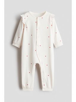 H&M - Girls White Frill-Detail Cotton Sleepsuit