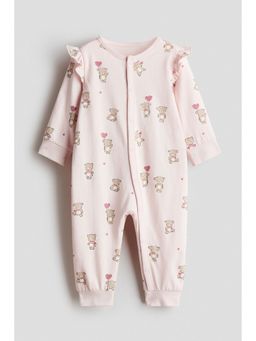 H&M - Girls Multi-Color Frill-Detail Cotton Sleepsuit