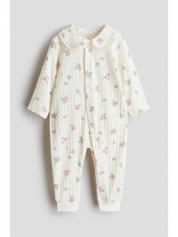 H&M - Girls White Collared Cotton Sleepsuit